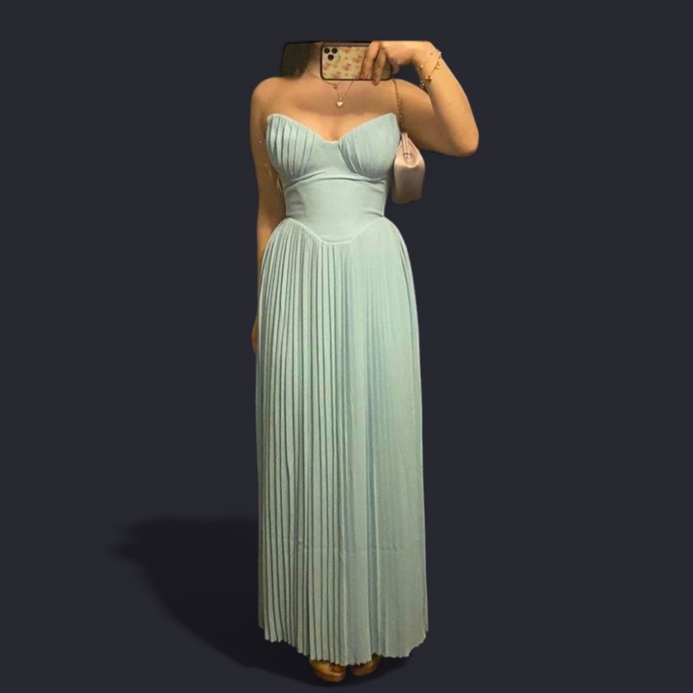 House of CB Strapless Light Blue Dress